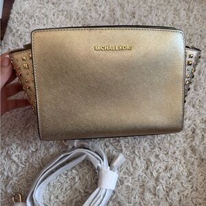 Michael Kors Gold Crossbody Bag with Detachable Strap